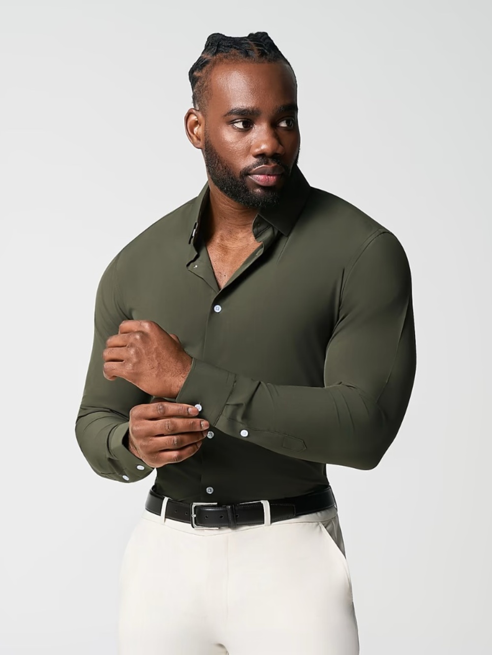 NWT State & Liberty"The Ivy" Olive Green Shirt Mens XXL Athletic Stretch